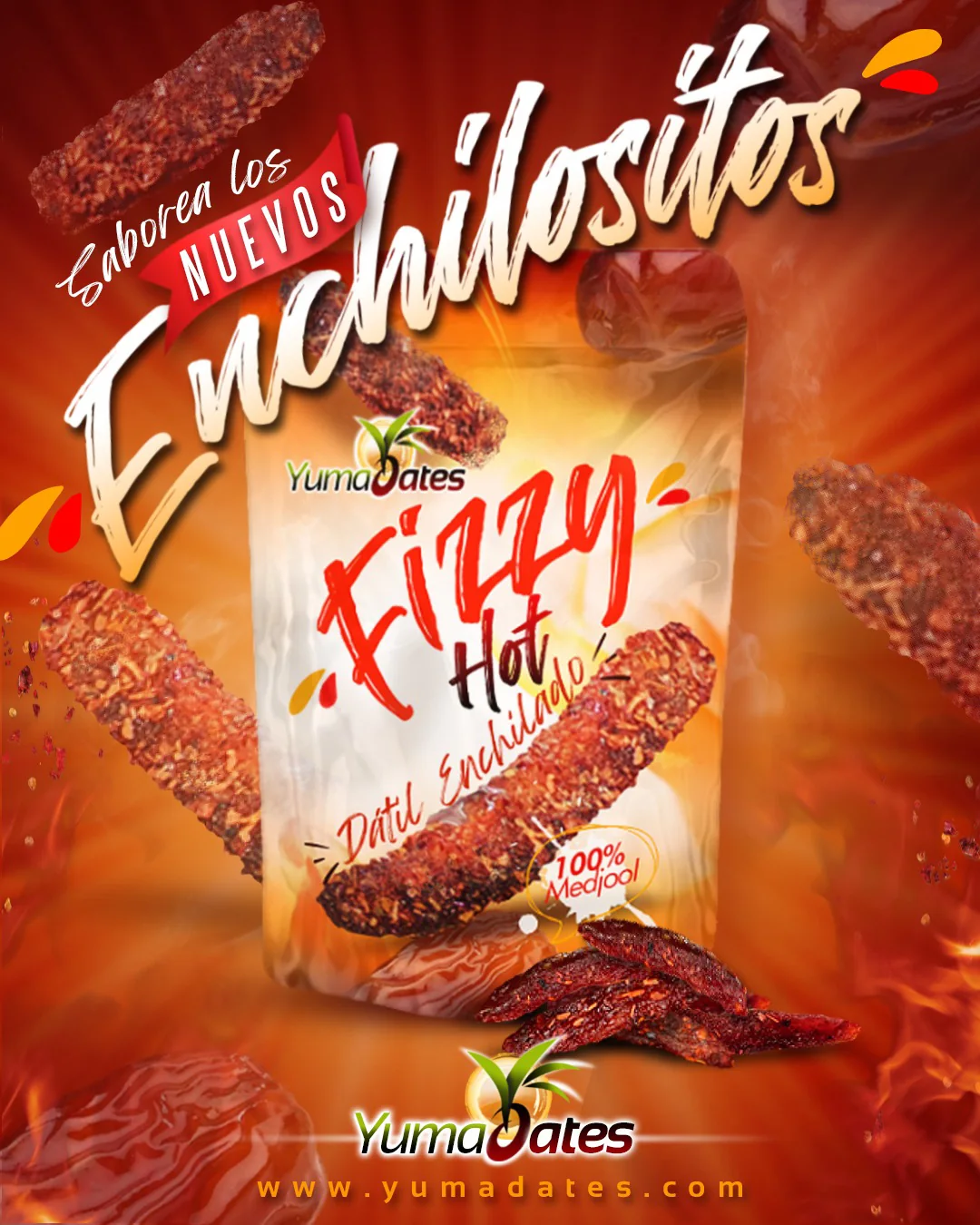 Yuma Dates Fizzy Hot Enchilado campaign artwork
